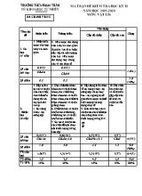 Ma trận và đề kiểm tra học kì II môn Vật lí Lớp 6 - Năm học 2019-2020 - Trường THCS Phạm Trấn (Có đáp án)